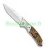 Couteau Pliant Chasse Albainox Lame 8.5 Cm Bois Zébra Décor Sanglier