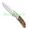 Couteau Pliant Chasse Albainox Lame 8.5 Cm Bois Zébra Décor Poisson