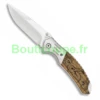 Couteau Pliant Chasse Albainox Lame 8.5 Cm Bois Zébra Décor Lapin