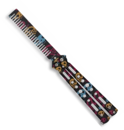 Couteau Papillon Peigne Dentrainement Albainox 02209 Tête De Mort 3D