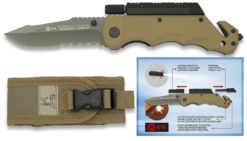 Coffret Couteau Pliant Tactique Avec Lampe K25 19540 Lame 9 Cm