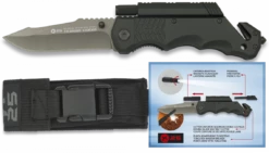 Coffret Couteau Pliant Tactique Avec Lampe K25 19541 Noir Lame 9 Cm