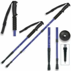 Bâton De Randonnée Télescopique En Aluminium Bleu