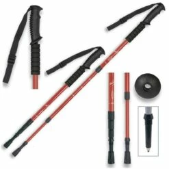 Bâton De Randonnée Télescopique En Aluminium Rouge