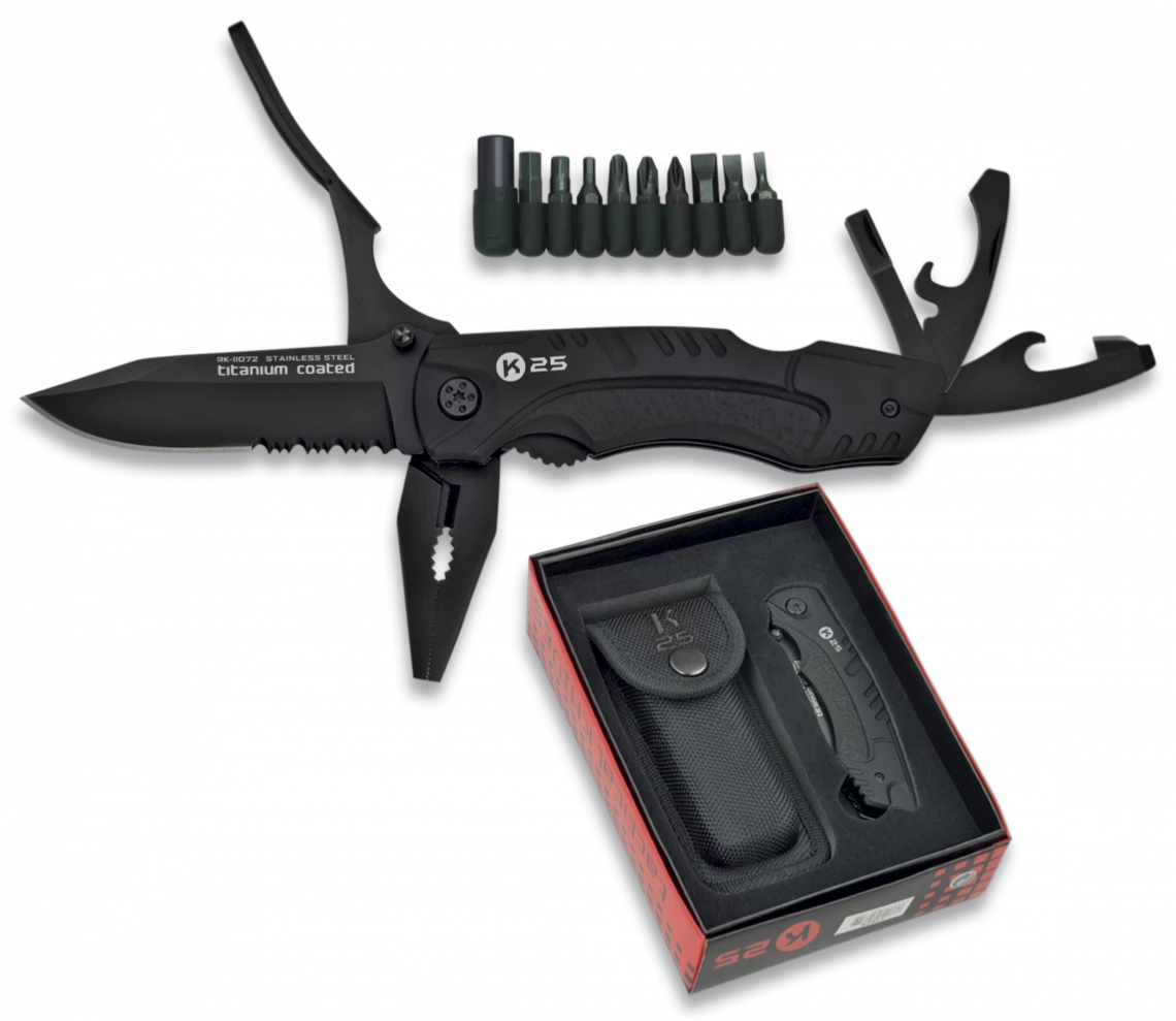 Couteau Tactique K25 Multifonction 7 Fonctions + 9 Embouts 3 Couteau Tactique K25 Multifonction 7 Fonctions + 9 Embouts