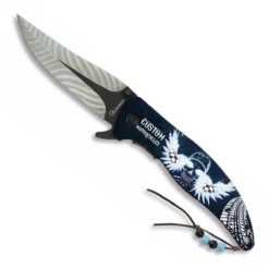 Couteau Pliant Assisté Custom-Motorcycles Impression 3D 18457-A Manche Aluminium Lame 9 Cm