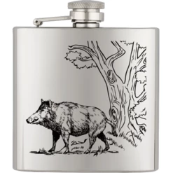 Flasque à Alcool Acier Inox ALBAINOX 170 Ml Décor Sanglier