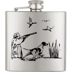 Flasque à Alcool Acier Inox ALBAINOX 170 Ml Décor Chasseur