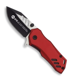 Couteau Pliant Tactique K25 18680 Rouge Lame Titane 5 Cm